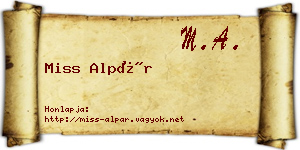 Miss Alpár névjegykártya
